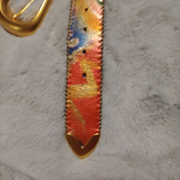 Belts by Simon metallic multi colored leather belt large - Picture 4 of 16